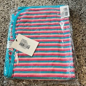 NIB kickee pants flamingo anniversary stripe swaddling blanket